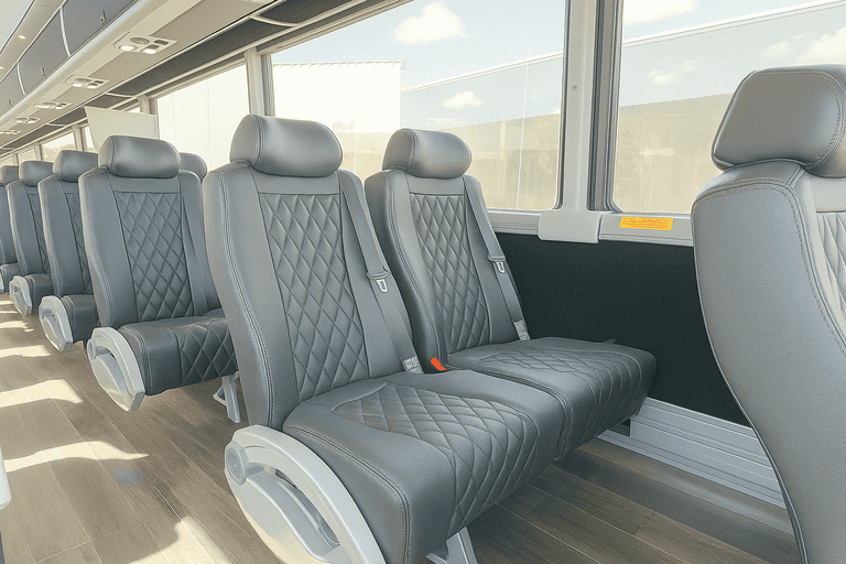 interior of Newark Minibus Company charter bus