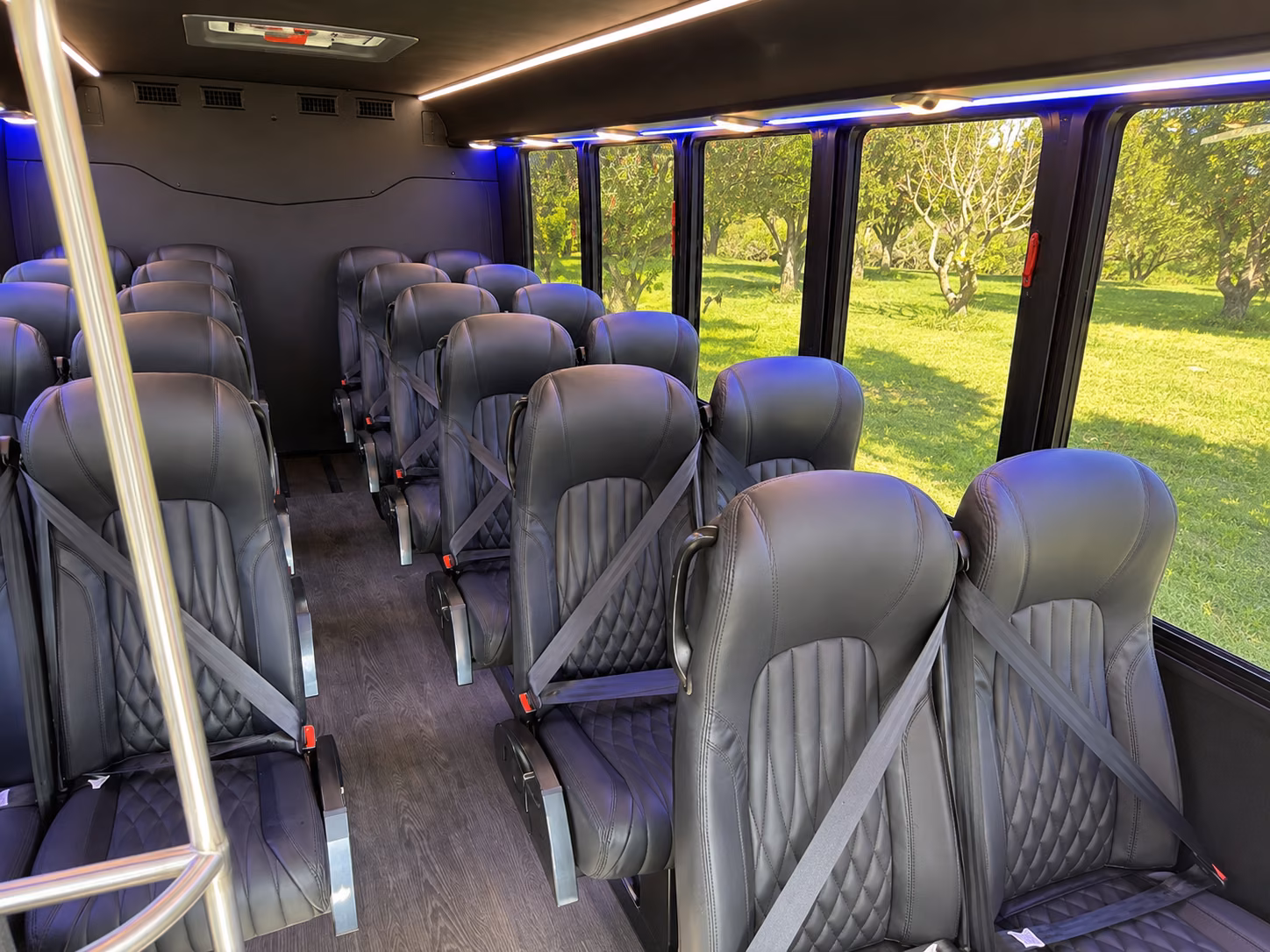 newark 18 passenger minibus inside