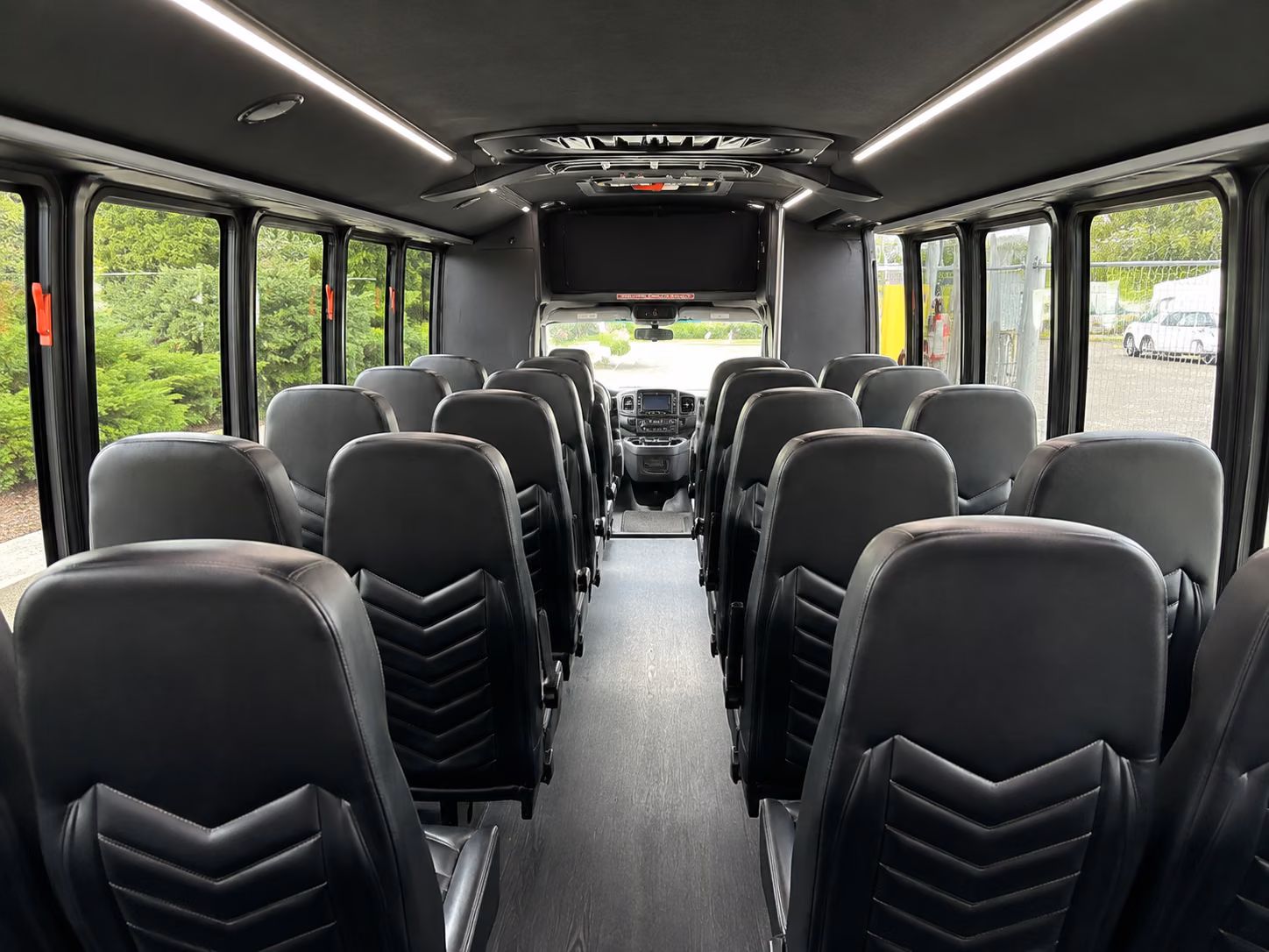 newark 20 passenger minibus inside