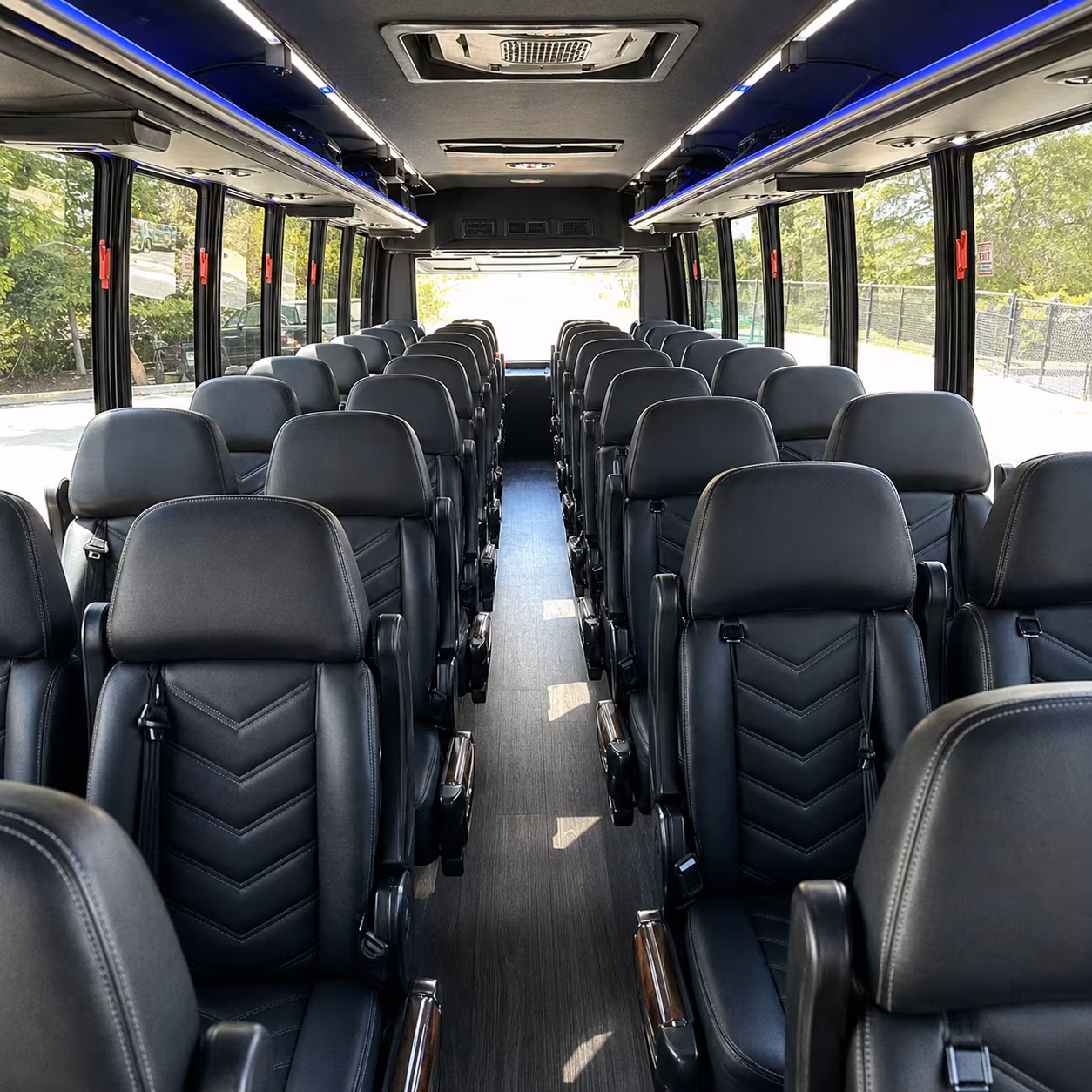 newark 25 passenger minibus inside
