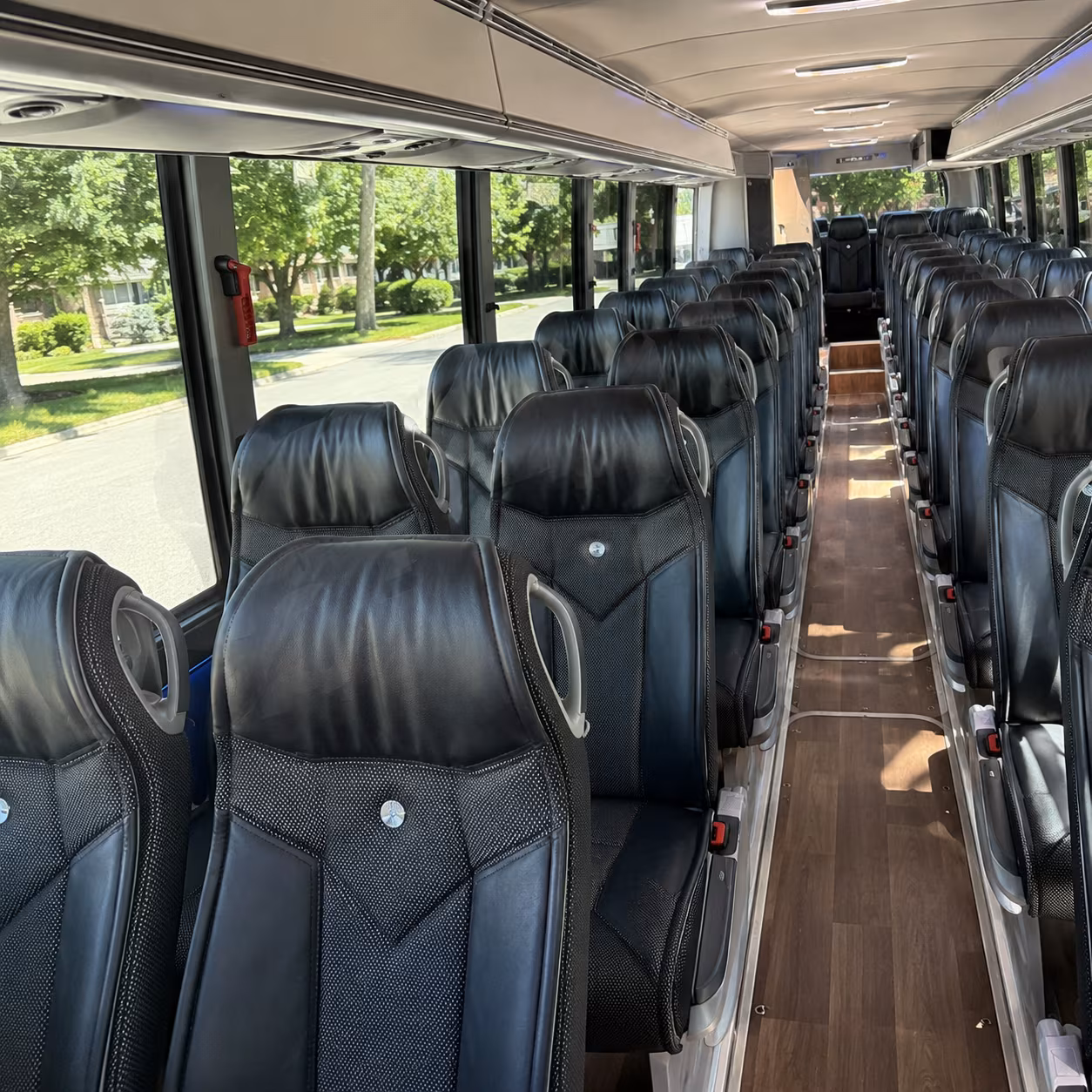 newark 40 passenger charter bus inside