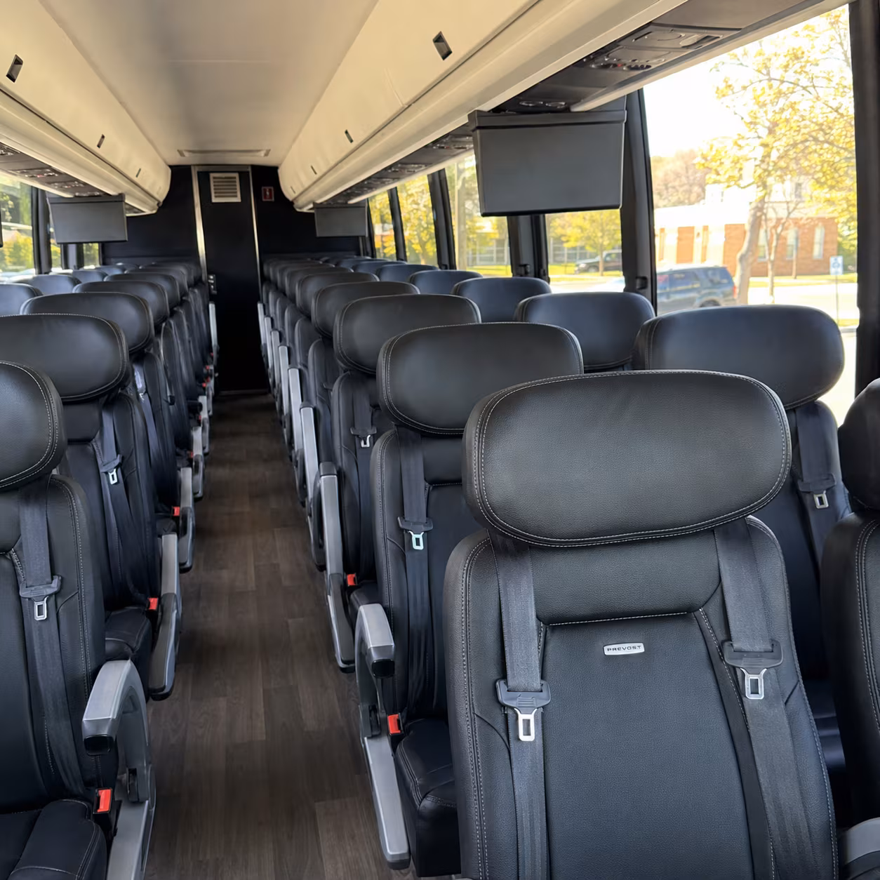 newark 45 passenger charter bus inside