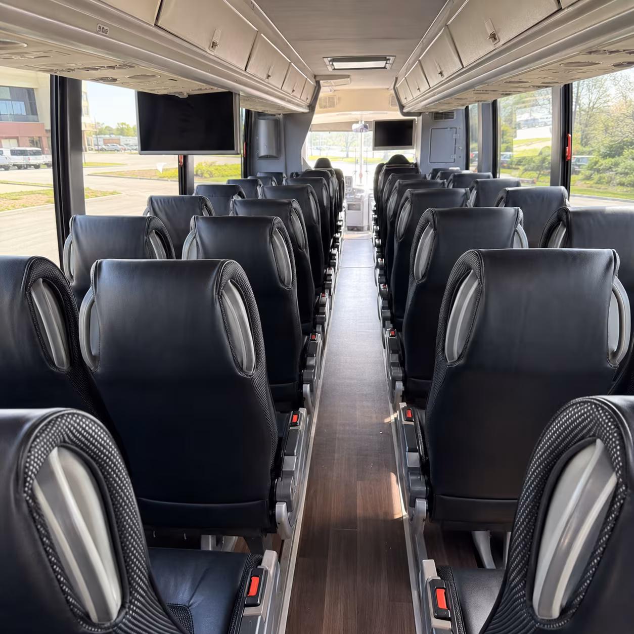 newark 56 passenger charter bus inside